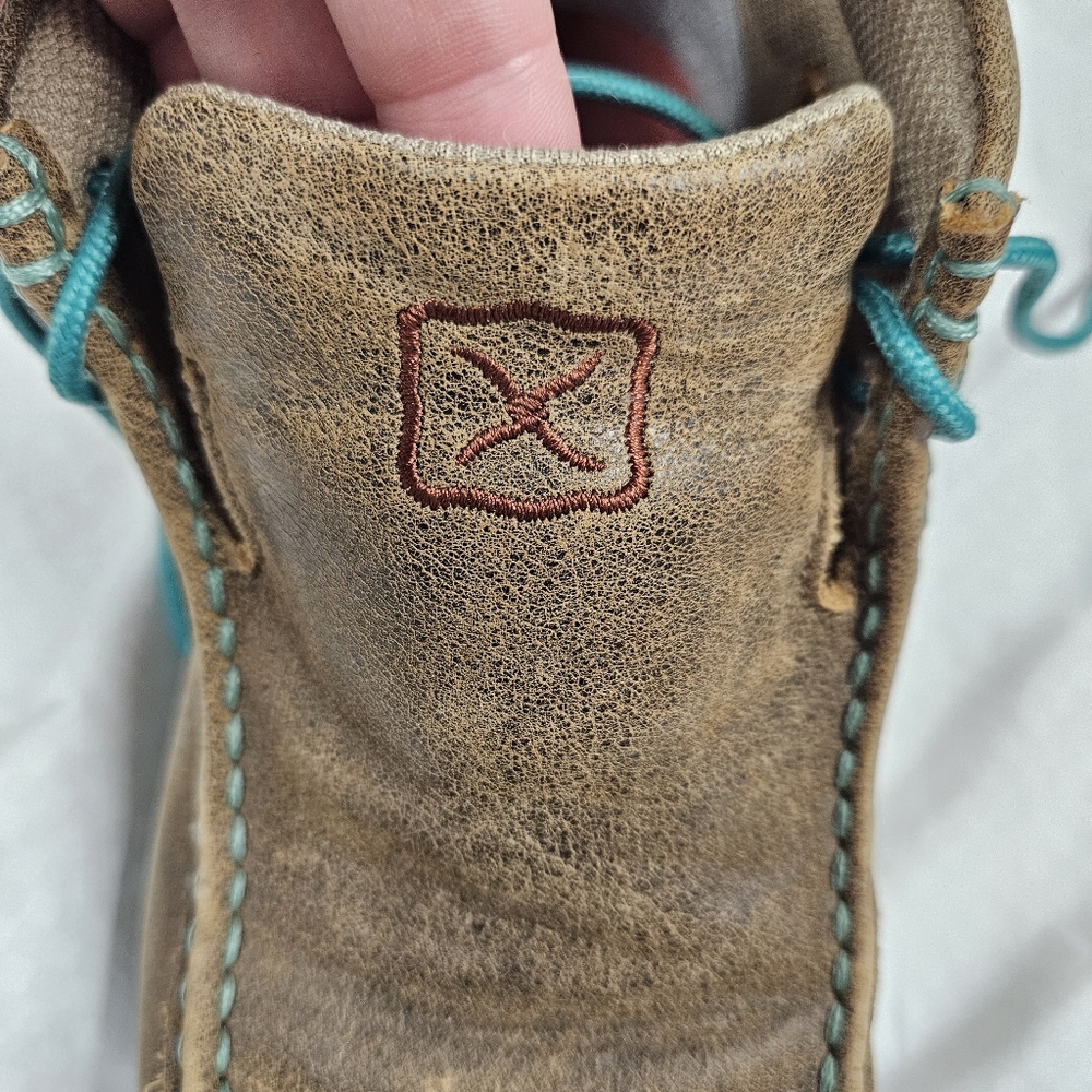 Twisted X Womens Chukka Driving Mocs, Turquoise/Brown Size 9 Western Leather - Picture 8 of 9
